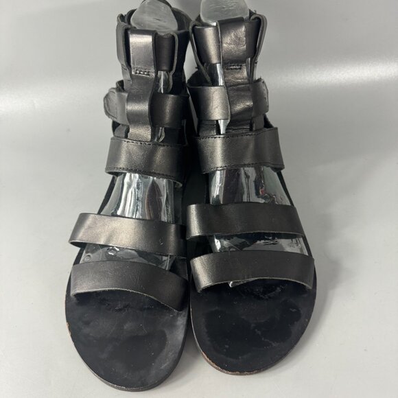 Brador Made in Italy Black Leather Strappy Sandals, Size 43 - Picture 5 of 15